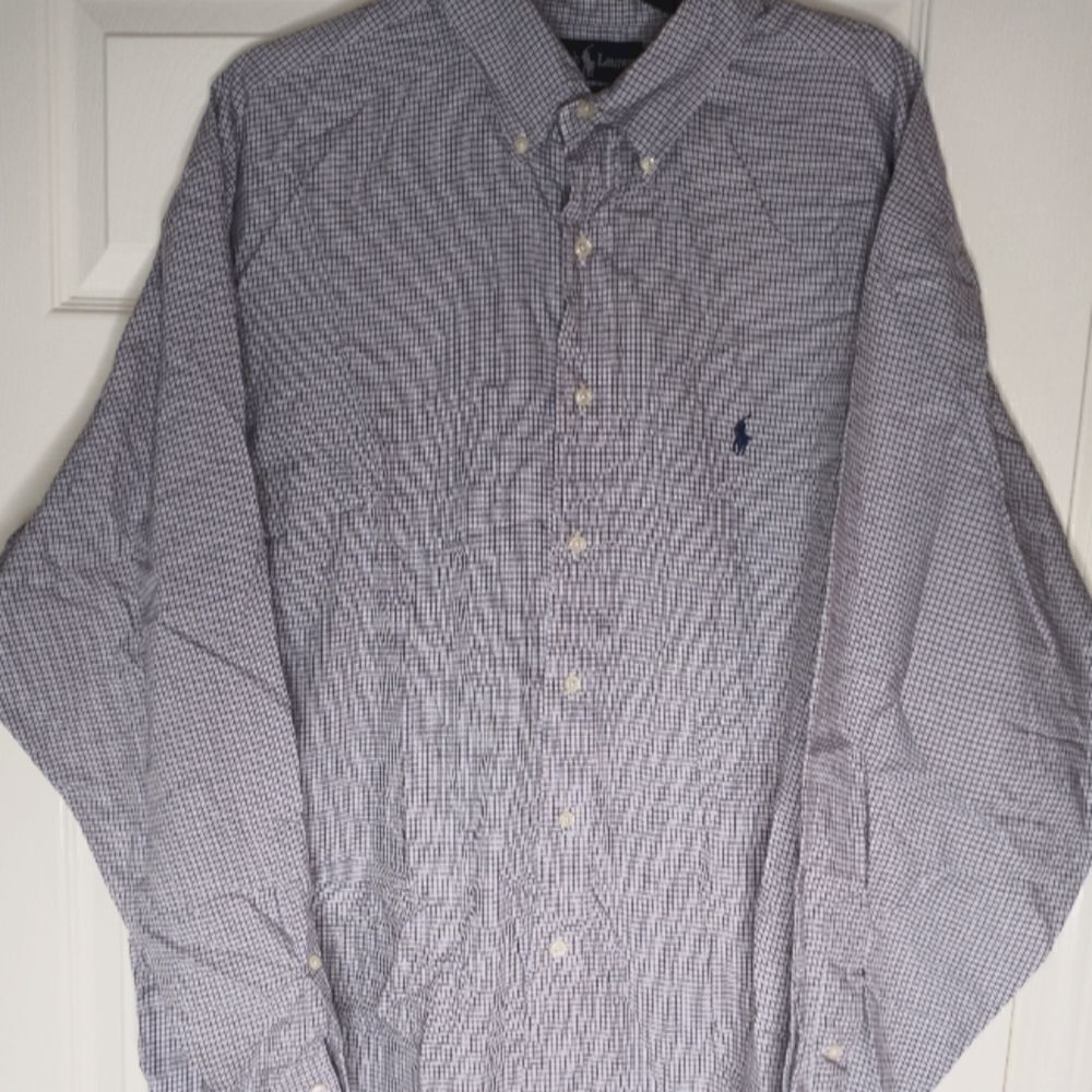 Ralph Lauren 17 1/2 Longsleeves Button Up Logo Plaid Men's Shirt